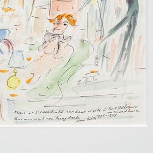 Jean Milo (1906-1993): 'Ensor et St. Idesbald rendant visite à Paul Delvaux', watercolour, ink and pencil on paper — photo 3