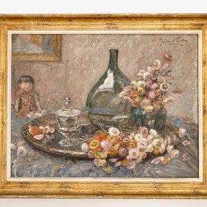 Jef Van de Fackere (1879-1946), Nature morte aux fleurs, huile sur toile, dat. 1946 — photo 2