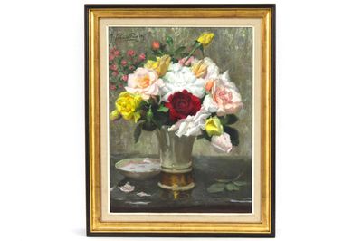 Jef Van de Fackere (1879-1946), "Nature morte avec roses"