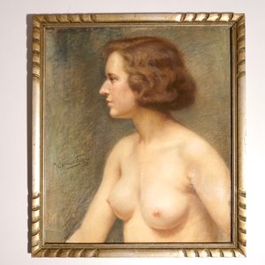 Jef Van de Fackere (1879-1946), nu féminin, gouache sur papier — photo 2