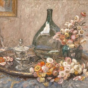 Jef Van de Fackere (1879-1946), Still life with flowers, oil on canvas, gedat. 1946 — 照片 1