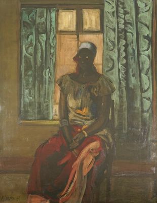 Jespers, Floris (België, 1889-1965), Portret van een Congolese, olie op paneel, gedat. 1957