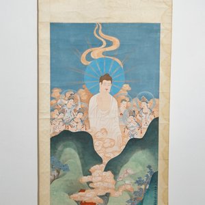 Ji Kang (1911-2007): Guanyin surrounded by tutelars, watercolour and ink on paper mounted on scroll, 20th C. — 照片 2