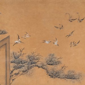 Jie San (20e eeuw), inkt en kleur op papier: 'Zhonghan, Xin Chou en Meng Xia voor een schilderij' — foto 3