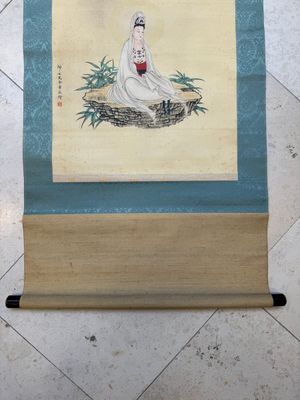 Jin Zhang 金章 (1884-1939) and Jin Cheng 金城 (1878-1926): 'Bodhisattva seated on a lotus throne', ink and colour on paper — photo 3