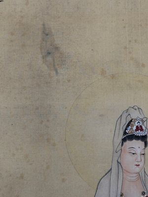 Jin Zhang 金章 (1884-1939) and Jin Cheng 金城 (1878-1926): 'Bodhisattva seated on a lotus throne', ink and colour on paper — photo 7