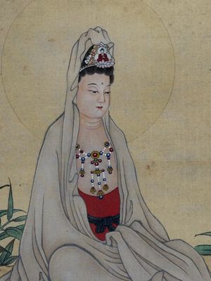 Jin Zhang 金章 (1884-1939) and Jin Cheng 金城 (1878-1926): 'Bodhisattva seated on a lotus throne', ink and colour on paper — photo 8