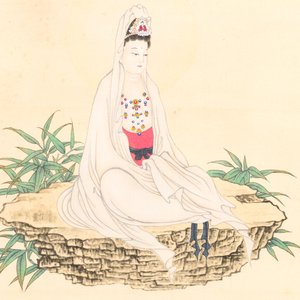 Jin Zhang 金章 (1884-1939) and Jin Cheng 金城 (1878-1926): 'Bodhisattva seated on a lotus throne', ink and colour on paper — photo 3