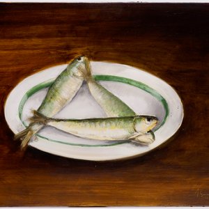 Joost Gevaert, huile sur panneau, nature morte aux poissons, "Flemish Anarchy", daté 2016 — photo 1