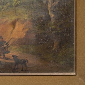 Jos Questiaux (1805-1881): 'Herdsman with dog in a Stormy Landscape', oil on board — foto 5