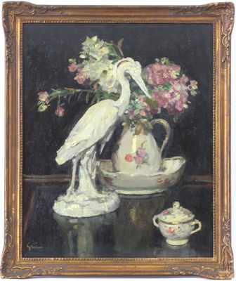 Jules Alexandre Grün (1868-1934), "Nature morte avec un héron"