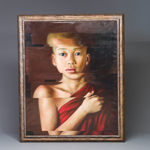Julia Tann (1992) : Portrait de Chenrezig, huile sur toile, daté 2022 — photo 2