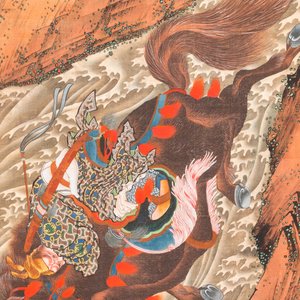 Katsushika Hokusai (Japan, 1760 – 1849), inkt en kleur op zijde: Ryubi springt te paard over een stroom, ca. 1834 — foto 2