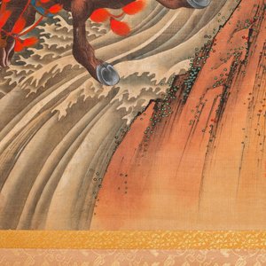 Katsushika Hokusai (Japan, 1760 – 1849), inkt en kleur op zijde: Ryubi springt te paard over een stroom, ca. 1834 — foto 6