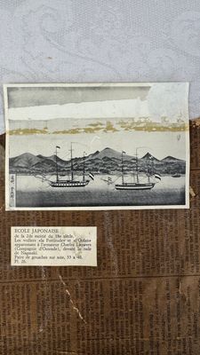 Kawahara Keiga 川原慶賀 (Japan, 1786-1860): 'Two Dutch Vessels Anchored off Deshima Harbour', gouache on silk, seal mark, 19th C. — foto 15