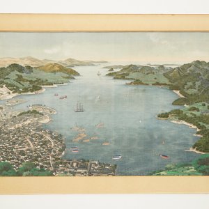 Keiga Kawahara (Japan, 1786-1860), “A view on Deshima harbour”, gouache on silk — photo 2