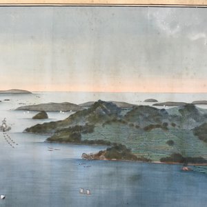 Keiga Kawahara (Japon, 1786-1860), “Vue sur le port de Deshima”, gouache sur soie — photo 4