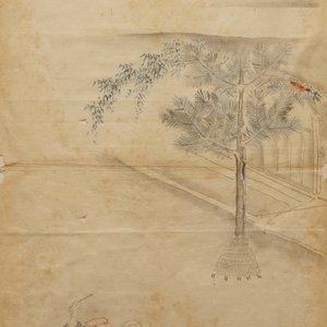 Kondo Harumasa (Japan, 19e eeuw): Drie dansende jongens, aquarel en inkt op papier, Edo, 19e eeuw — foto 1
