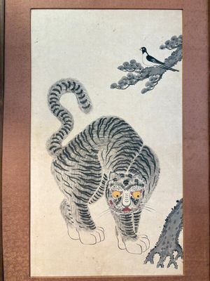 Korean school: 'A pair of tiger paintings', ink and colour on paper, Joseon, 19th C. — 照片 2