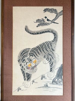 Korean school: 'A pair of tiger paintings', ink and colour on paper, Joseon, 19th C. — 照片 10