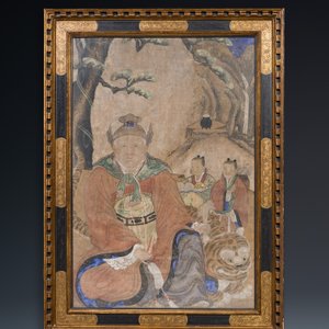 Korean school: 'Mountain Spirit Sansin 산신 or 山神 with tiger and attendants', Joseon, 18th C. — 照片 2