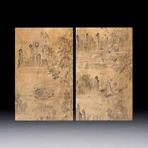 Korean school: 'Ode to the Red Cliff' and 'Immortals on a Dragon Carp', ink and colour on paper, Joseon, 18/19th C. — photo 1