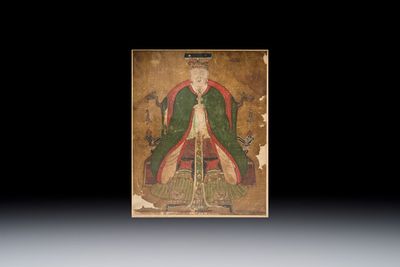 Korean school: 'Portrait of an Emperor', ink and colour on paper, Joseon, 18th C.
