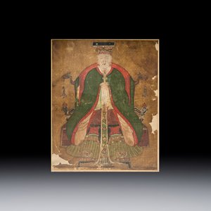 Korean school: 'Portrait of an Emperor', ink and colour on paper, Joseon, 18th C. — photo 1