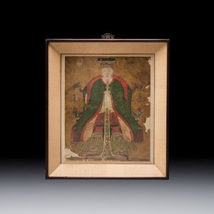 Korean school: 'Portrait of an Emperor', ink and colour on paper, Joseon, 18th C. — photo 2