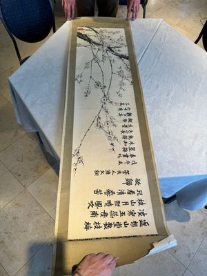 Lai Shaoqi 賴少其 (1915-2000): 'Calligraphy and plum blossom', ink and colour on paper, dated 1978 — foto 1