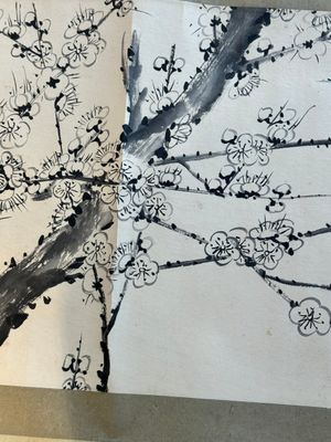 Lai Shaoqi 賴少其 (1915-2000): 'Calligraphy and plum blossom', ink and colour on paper, dated 1978 — foto 11