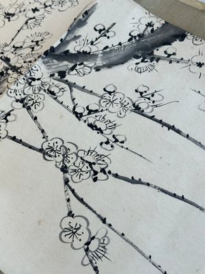 Lai Shaoqi 賴少其 (1915-2000): 'Calligraphy and plum blossom', ink and colour on paper, dated 1978 — foto 9