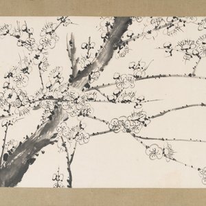 Lai Shaoqi 賴少其 (1915-2000): 'Calligraphy and plum blossom', ink and colour on paper, dated 1978 — foto 3