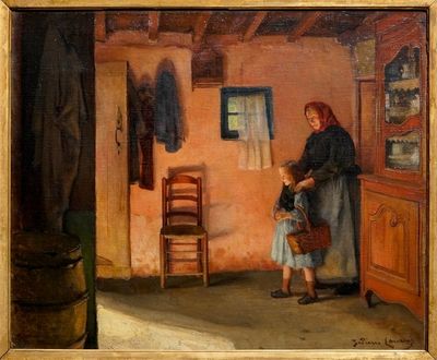Laurens, Jean-Pierre (France, 1875-1932), Mother and daugher, oil on canvas