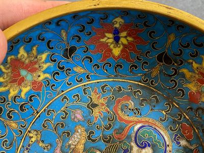 Lave-pinceaux en émaux cloisonnés à décor d'un dragon, Chine, marque de Qianlong mais probablement postérieur — photo 6