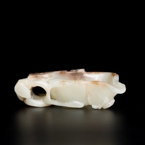 Lave-pinceaux en jade blanc taché de rouille en forme de lotus, Chine, Qing — photo 5