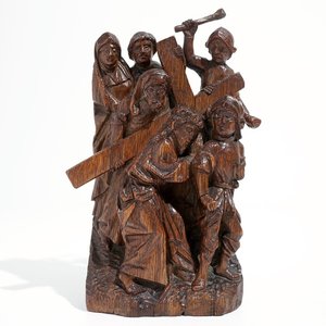 Le Portement de Croix, fragment de retable, chêne, Flandres, 16ème — photo 1