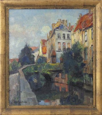 Leo Mechelaere (1880-1964), "Vue sur le Pont flamand", Bruges