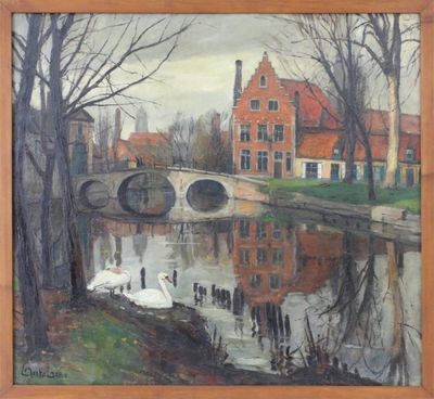 Leo Mechelaere (1880-1964), "Vue sur l'Entrée du Béguinage de Bruges"