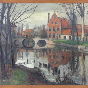 Leo Mechelaere (1880-1964), "Vue sur l'Entrée du Béguinage de Bruges" — photo 1