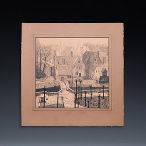 Léon De Smet (1881 – 1966): 'Vue sur le pont Boniface à Bruges', encre et crayon sur papier — photo 2