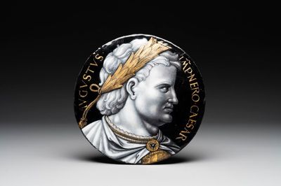 Léonard Limosin (1505-1577) and workshop: A rare enamel plaque with the portrait of the Roman Emperor Nero, Limoges, ca. 1550
