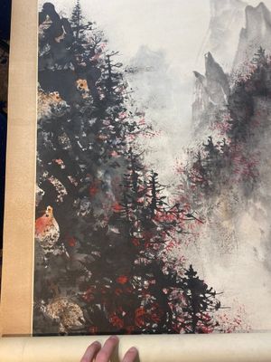 Li Xiongcai 黎雄才 (1910-2001): 'Paysage', encre et couleur sur papier, datée 1993 — photo 4
