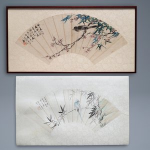 Lian Xi (1816-1884), encre et couleurs sur papier, daté 1877: 'Une peinture d'éventail figurant un oiseau' — photo 1