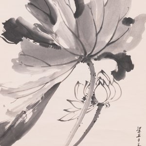 Liang Danfong 梁丹丰 (1935-2021) : 'Lotus', encre sur papier, daté 1976 — photo 1