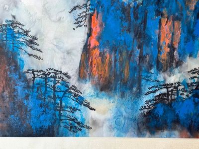 Liu Haisu 刘海粟 (1896-1994): 'Mountainous landscape', ink and colour on paper — photo 4