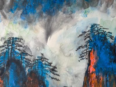 Liu Haisu 刘海粟 (1896-1994): 'Mountainous landscape', ink and colour on paper — photo 5