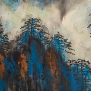 Liu Haisu 刘海粟 (1896-1994): 'Mountainous landscape', ink and colour on paper — photo 2