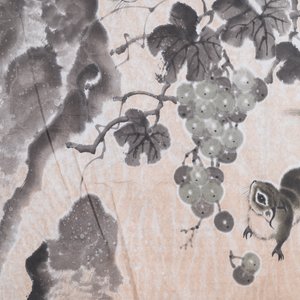 Liu Ruihua 劉瑞華 (1971): 'Ecureuils et raisins', encre et couleurs sur papier, daté 1995 et Jiang Yunge 江雲閣: 'Bambou', encre sur soie, daté 1949 — photo 14