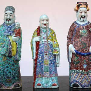 Lot de 3 figures immortelles en porcelaine chinoise, 19e — photo 1